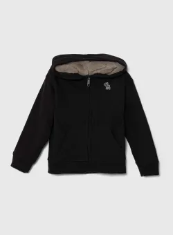 Abercrombie & Fitch bluza copii culoarea gri, cu glugă, neted