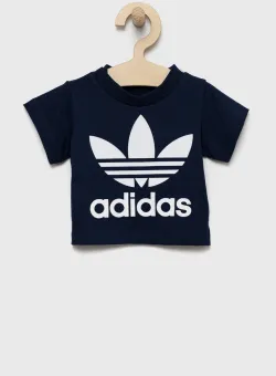 adidas Originals tricou de bumbac pentru copii culoarea albastru marin, cu imprimeu