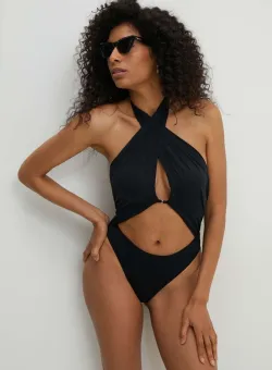 Answear Lab costum de baie dintr-o bucată culoarea negru, cupa usor rigidizata