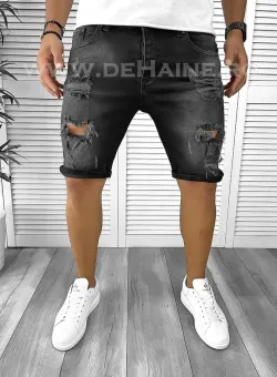 Blugi barbati scurti conici negri B8865 H2-2