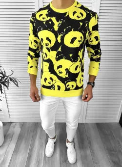 Bluza barbati slim fit galbena K294 N3-5