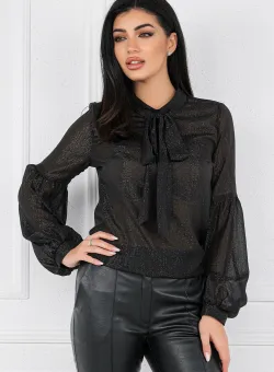 Bluza neagra cu insertii din fir lurex