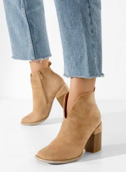 Botine cu toc gros Beires kaki