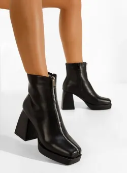 Botine cu toc gros dama Jauja negre