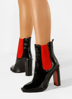 Botine cu toc gros negre Greta