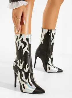 Botine cu toc subtire negre Maia