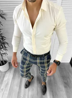 Camasa barbati slim fit crem 12658 W5 e