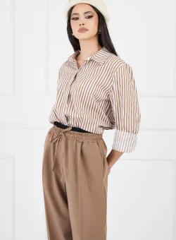 Camasa Ramona alba cu dungi maro