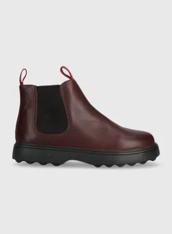 Camper cizme chelsea din piele pentru copii Norte Kids culoarea bordo
