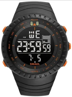 Ceas barbati sport negru cu orange W1008