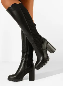 Cizme cu toc gros negre Alegrete