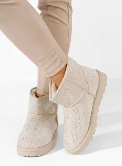 Cizme tip ugg Rosaine bej