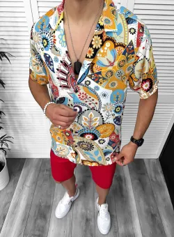 Compleu de vara camasa imprimeu + pantaloni 13066