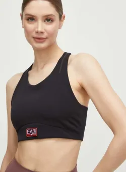 EA7 Emporio Armani sutien sport culoarea negru, neted