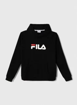 Fila bluza copii culoarea negru, cu glugă, cu imprimeu