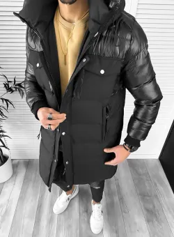 Geaca barbati groasa neagra de iarna 1600