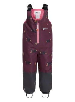 Jack Wolfskin pantaloni pentru sporturi de iarna pentru copii GLEEL 2L INS PRINT BIB culoarea bordo