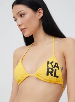 Karl Lagerfeld sutien de baie culoarea galben, cupa usor rigidizata