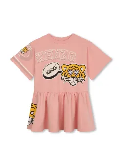 Kenzo Kids rochie din bumbac pentru copii culoarea roz, mini, evazată