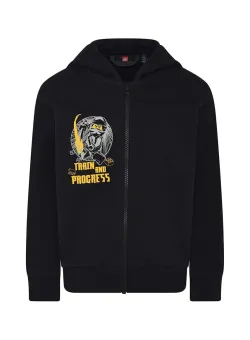 Lego hanorac de bumbac pentru copii culoarea negru, cu glugă, cu imprimeu