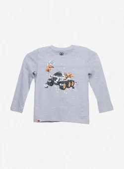 Lego longsleeve din bumbac pentru copii culoarea gri, cu imprimeu, Koszulka Lego Wear T-shirt Longsleeve 12010635 912