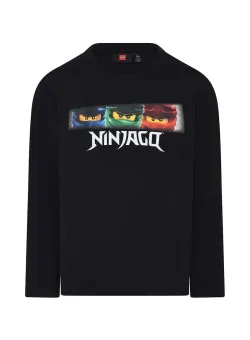 Lego longsleeve din bumbac pentru copii culoarea negru, cu imprimeu