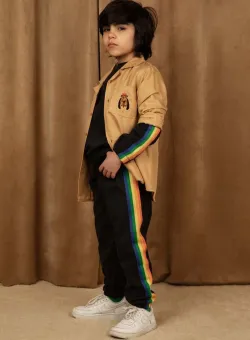 Mini Rodini pantaloni de trening din bumbac pentru copii culoarea negru