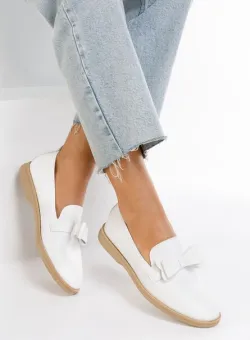 Mocasini dama eleganti Andeva albi