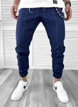 Pantaloni barbati casual albastri cu dungi 11955 F7-5 / E 13-4 ~