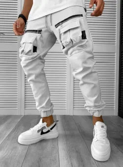Pantaloni de trening cargo gri conici Y256 100-1.2