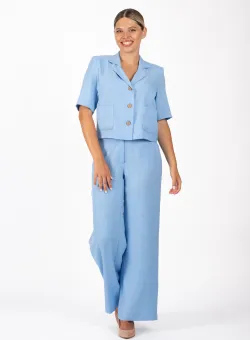 Pantaloni LaDonna bleu lejeri cu buzunare