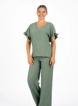 Pantaloni LaDonna kaki lejeri cu buzunare