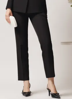 Pantaloni Moze office conici din stofa neagra