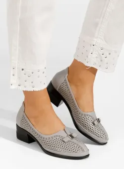 Pantofi cu toc gros Adaina gri
