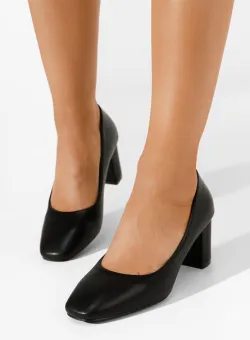 Pantofi cu toc gros Aleka negri