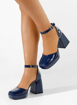 Pantofi cu toc gros Ibia navy