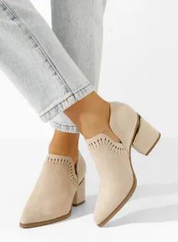 Pantofi cu toc gros Kalida bej