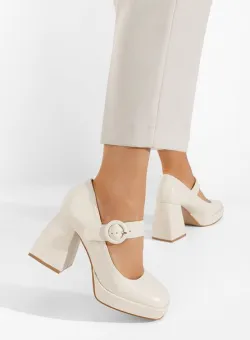 Pantofi cu toc gros Lavosa bej