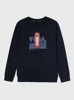 Pepe Jeans bluza copii culoarea albastru marin, cu imprimeu