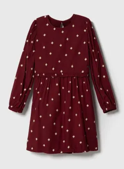 Pepe Jeans rochie fete culoarea bordo, mini, evazată