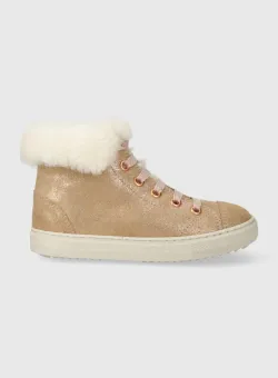 Pom D'api cizme de iarna pentru copii din piele intoarsa SWAG ZIP FUR culoarea bej