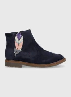 Pom D'api cizme din piele intoarsa pentru copii SISTER FEATHER culoarea albastru marin