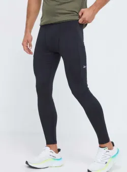 Reebok leggins de alergare Run Base Layer culoarea negru, neted