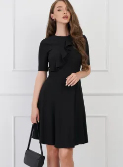 Rochie DY Fashion clos neagra cu volan pe bust