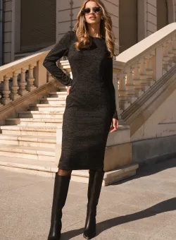 Rochie DY Fashion office conica din tricot neagra