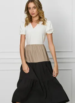 Rochie Maria maro cu negru si volane