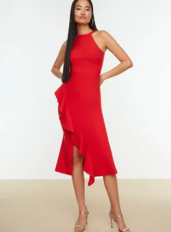 Rochie midi rosie Rosalina