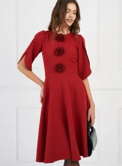 Rochie Moze rosie cu flori la bust
