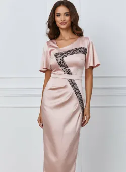 Rochie Moze roz pal cu paiete negre