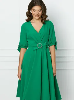 Rochie verde clos cu catarama in talie